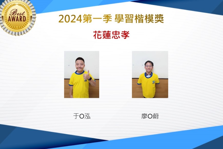 花蓮忠孝2024年第一季楷模獎