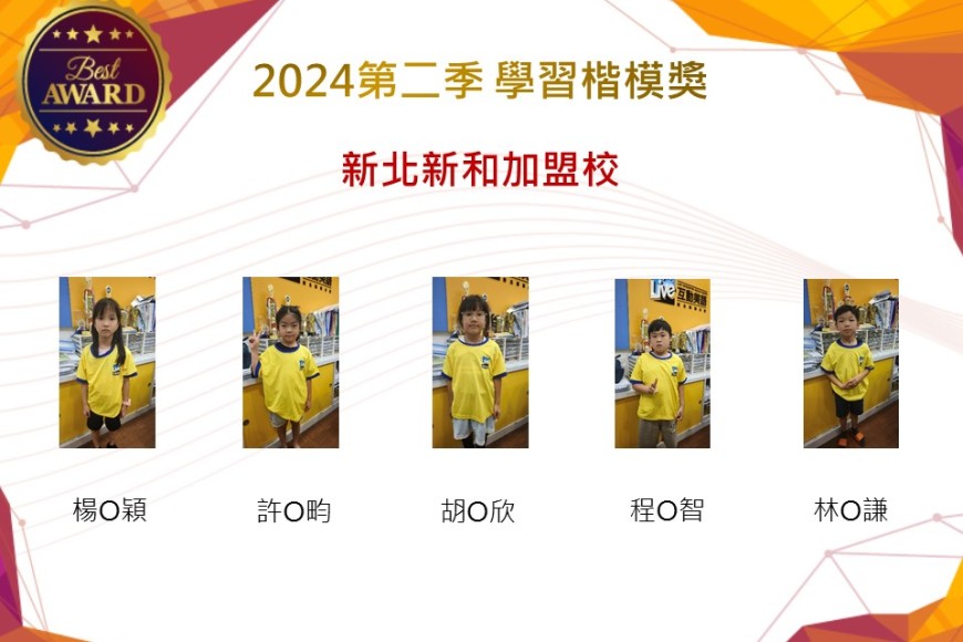 新北新和加盟校2024年第二季楷模獎