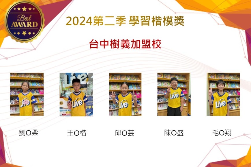 台中樹義加盟校2024年第二季楷模獎