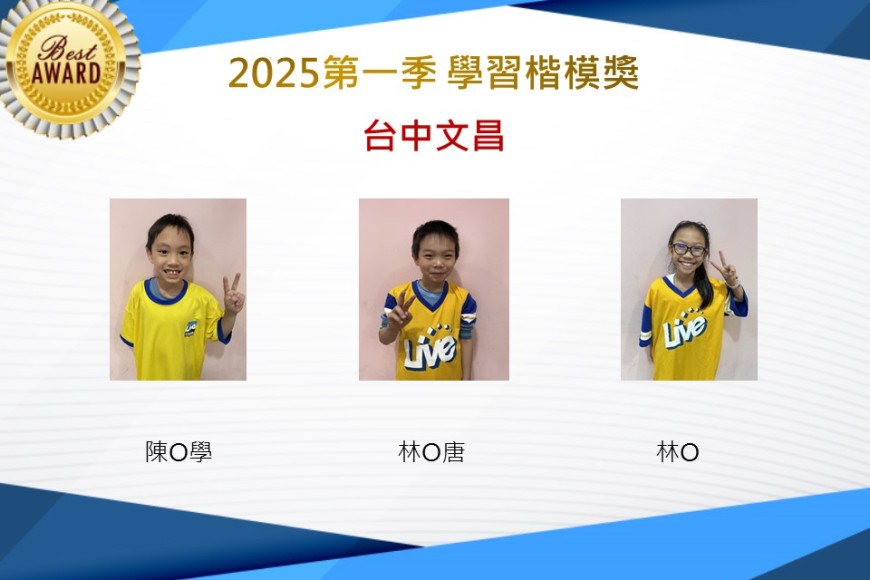 台中文昌2025年第一季楷模獎