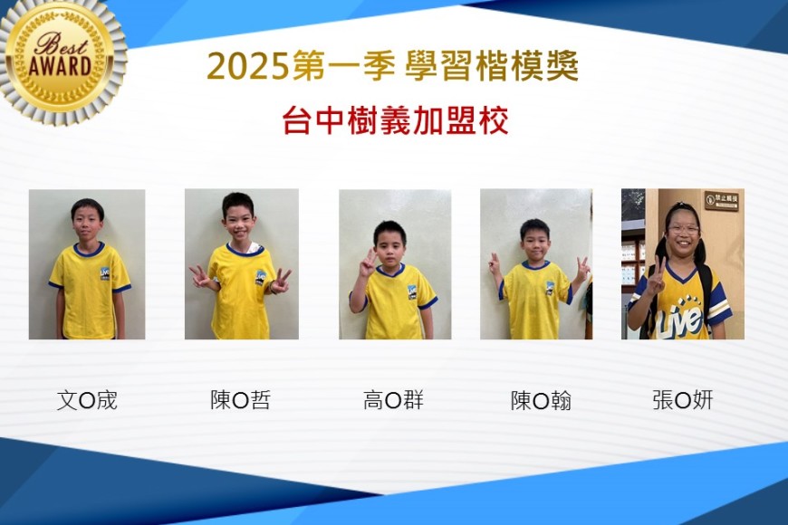 台中樹義2025年第一季楷模獎