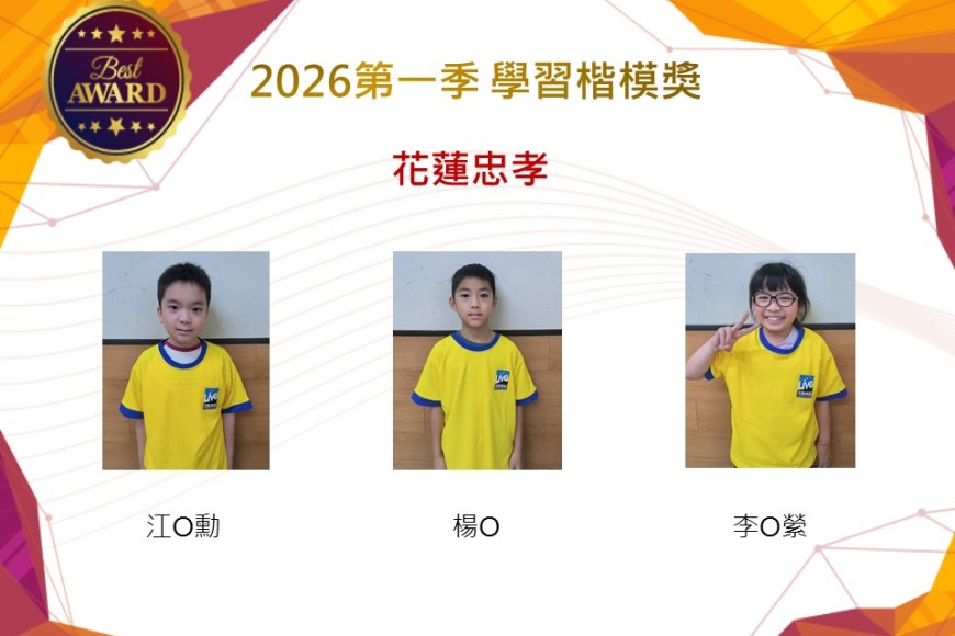花蓮忠孝2026年楷模獎第一季