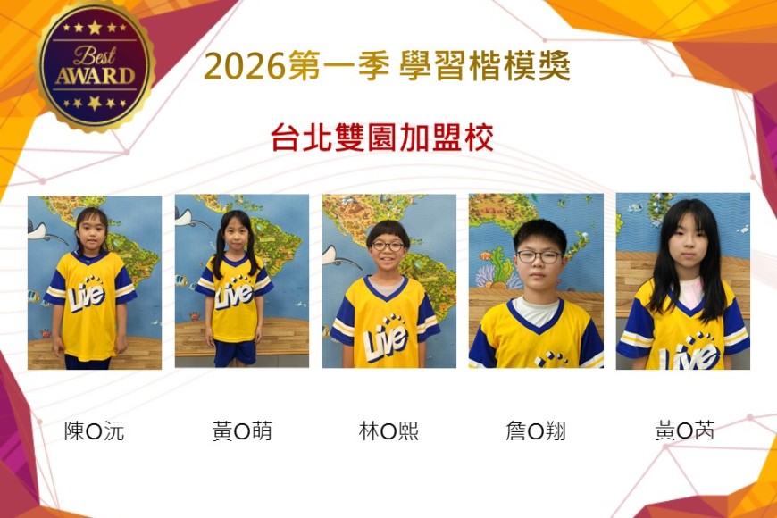 台北雙園2026年楷模獎第一季